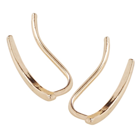 Tiny Spike Crescent Ear Crawler Stud Cuff Earrings - Picture 2 of 8